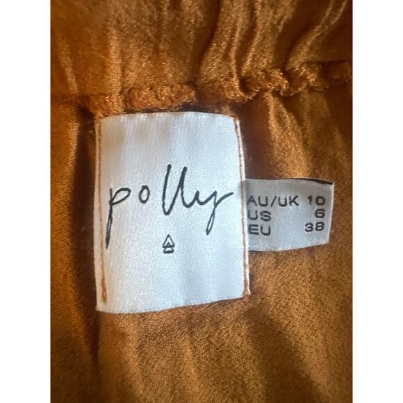 Women US-6 Princess Polly Brown Pull-On Elastic Waist Mini Skirt Tiered Cotton - Picture 3 of 4